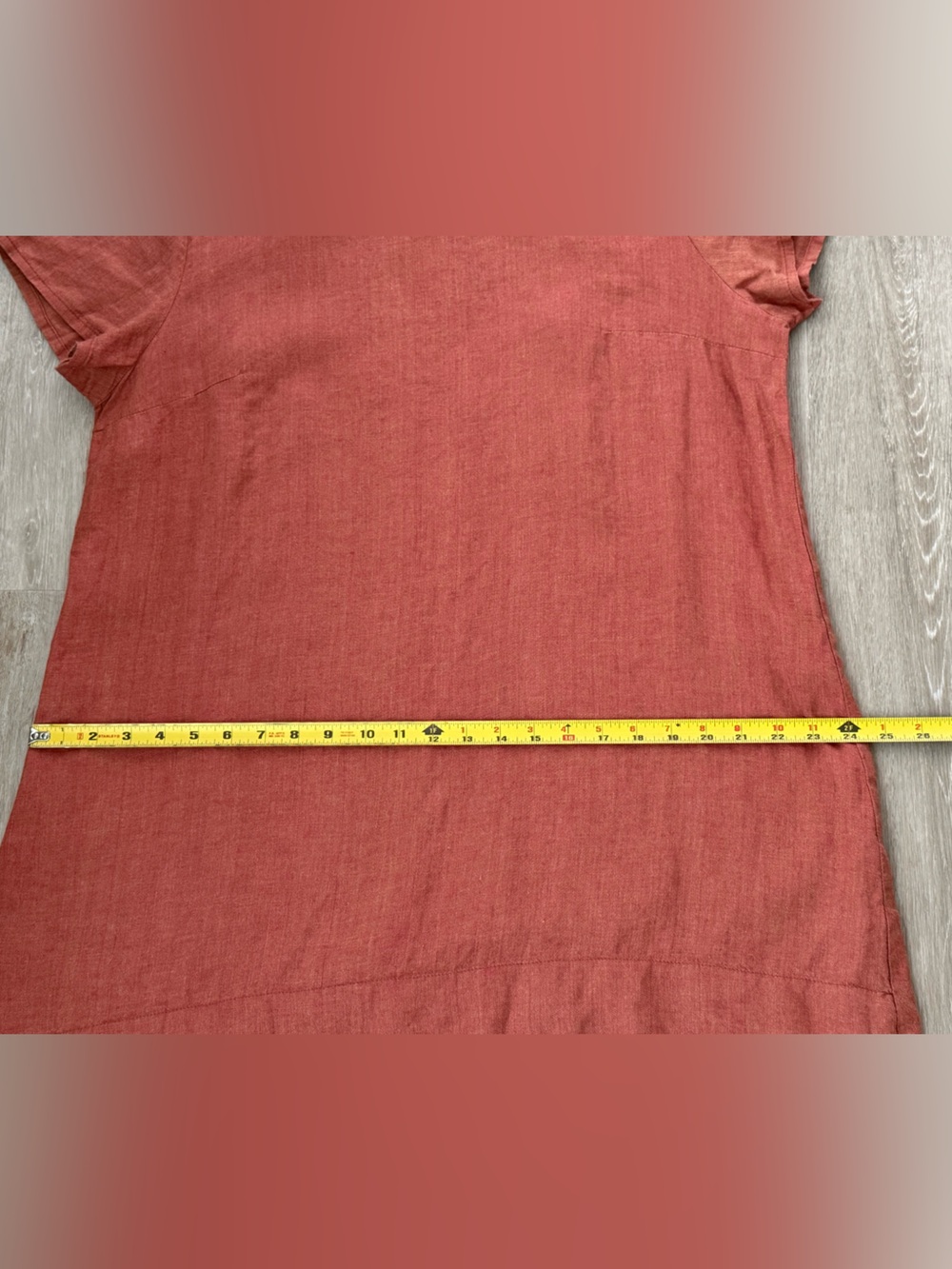 FLAX 100% Linen Short Sleeve Dress Tunic Coastal Lagenlook Medium Bohemian Boho - Picture 9 of 9